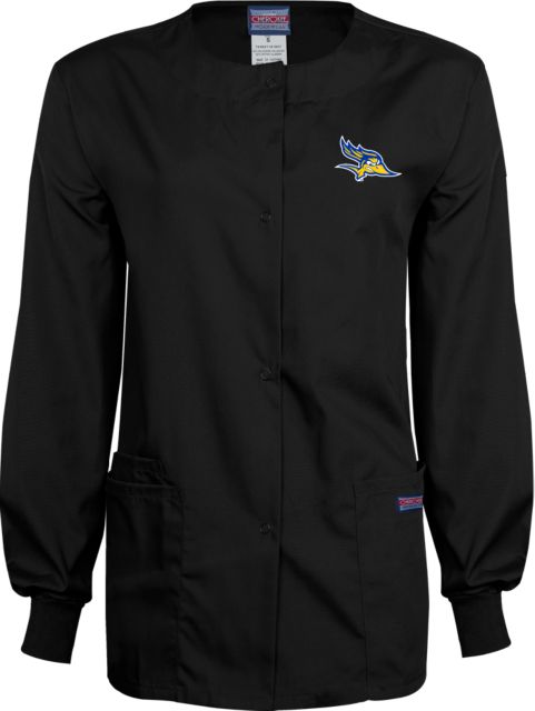 Cal State Bakersfield Ladies Snap Front Warm Up Scrub Jacket Primary Logo - ONLINE ONLY